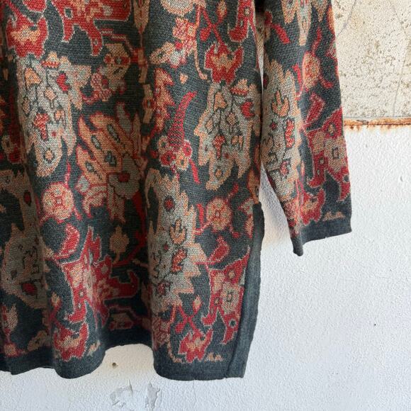 Vintage Wool Sweater Womens S Tapestry Floral Jacquard Pullover Grandpacore Prep - Picture 2 of 7